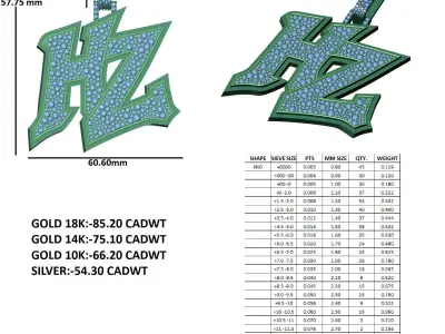 HZ Name Pendent 3D print model