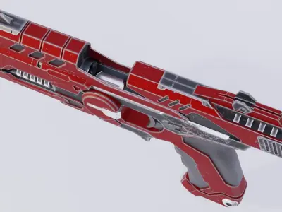 SciFi Pistol Low Poly Game Ready 3D Model Low-poly 3D model
