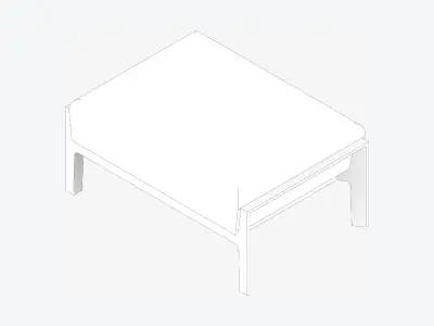 Furniture - Sofa - Contemporary - Oak - Footstool Low-poly 3D model
