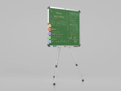 Customizable Metal Greenboard with Stand - Square Writing Board Low-poly 3D model