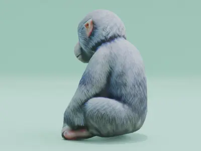 Monkey Japanese Snow Toy Low High Poly Low-poly 3D model