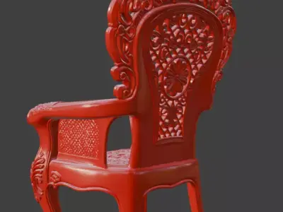 Royal Baroque Throne Chair 3D model