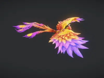 Fire Phoenix Animation Low-poly 3D model