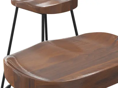 Jenna and Hanna Industrial Steel Barstools with Wooden Seat Low-poly 3D model