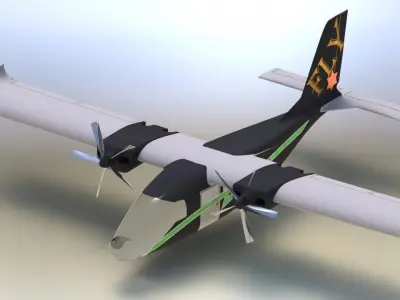 Plane propeller flying in sky 3D model