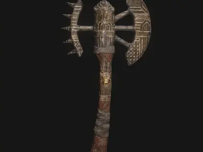 Medieval Axe for Games Low-poly 3D model