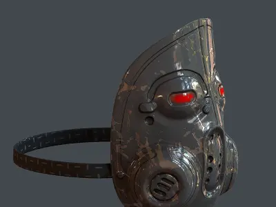 Gas mask helmet 3d model scifi  Low-poly 3D model 8