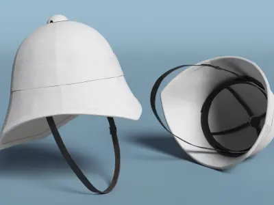 British Colonial Pith Helmet White 3D model