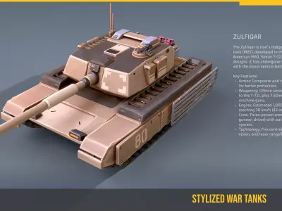 Stylized Tank Zulfiqar Low-poly 3D model