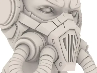 Futuristic Sci Fi Masked Bust 3D print model
