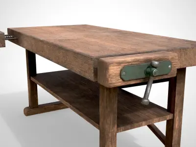 Wood Workbench Low-poly 3D model