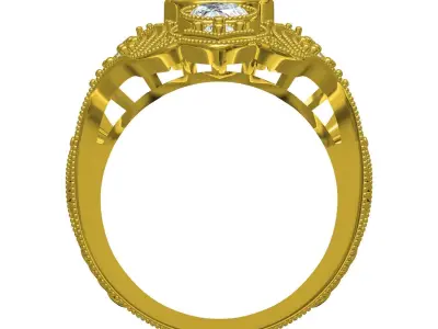 Antique Art Deco Engagement Ring 3D print model buy