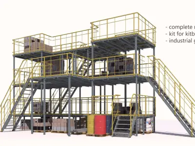  Scaffolding Industrial Platform Construction and Kit PBR 