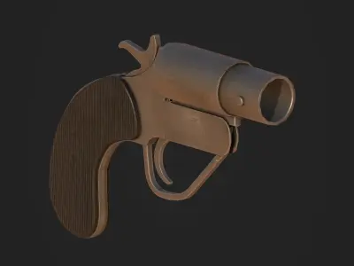 Flaregun revolver Low-poly 3D model