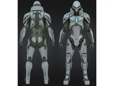 Futuristic Elite Android Low-poly 3D model