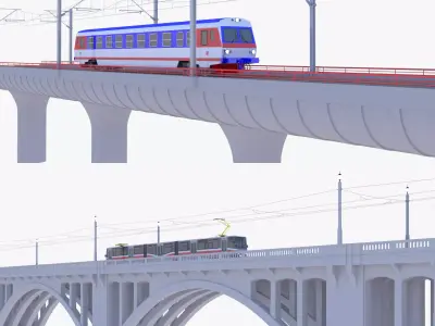 Tram and train bridge 3D Model Pack