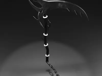 Stylized Scythe Weapon with chain PBR High poly game ready 3D model