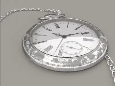 Pocket watch with chain 3D model