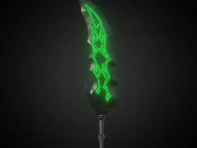 Wounded Sword Emissive Green Low-poly 3D model
