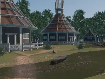 Tribal Village In Nature 3D model