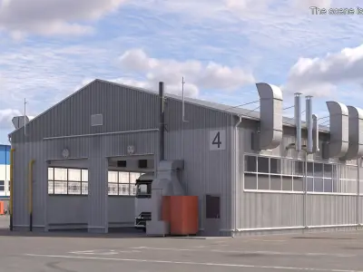 Manufacturing Plant Simplified Rigged 3D model