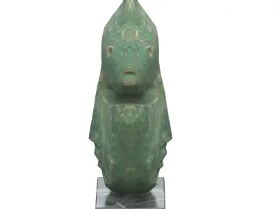 Fish face rusted statues Low-poly 3D model
