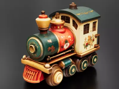wooden train toy 01 3D print model