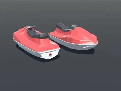 Jetski Low Poly pair of jet skis Low-poly 3D model