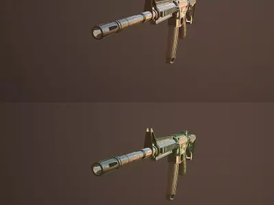 M4 carbine Low-poly 3D model 3