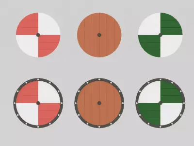 Cartoon Medieval Round Shield Low-poly 3D model