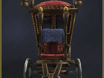 Animated Medieval Coach Low-poly 3D model