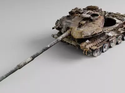 Russian T-72 tank destroyed by Ukrainian army 3D model get