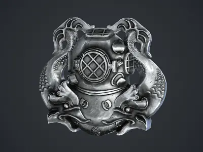 Diver Badge Low-poly 3D model
