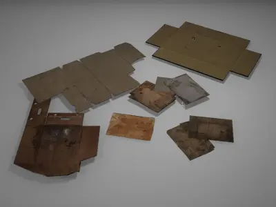 Garbages Game Ready set of pieces of paper Low-poly 3D model
