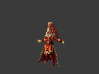 Fantasy Chess RPG Character - Fire Bird Low-poly 3D model