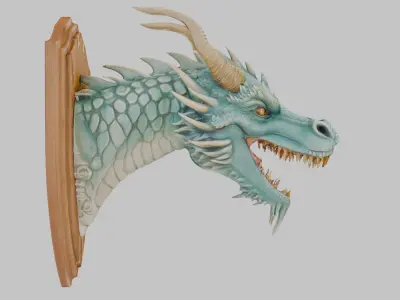 Dragon Head Wall Mount Low-poly 3D model