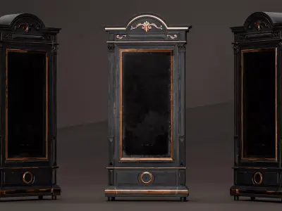 Antique Gothic Wardrobe Cabinet 3D model