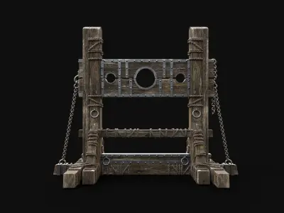 MEDIEVAL WOODEN PILLORY STOCKS TORTURE TORMENT AAA Low-poly 3D model
