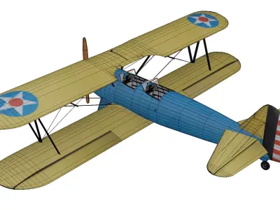 Boeing Stearman PT-17 Low-poly 3D model