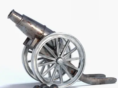 Old Rusty Cannon weaponry 3D model