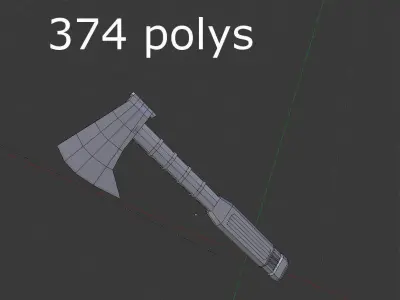 low poly military axe Low-poly 3D model