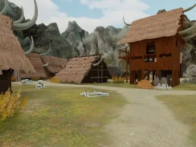 Viking Village Landscape 3D model