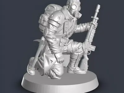 Grimdark Sci-Fi Trench Trooper STL Rifleman Miniature 3D print model