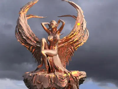 Earth Anatomy female sculpture Statue  Low-poly 3D model