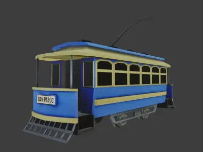 Low poly JG Brill Tramway  Low-poly 3D model
