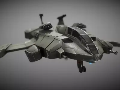 Sci-fi Futuristic Heavy Assault Fighter Low-poly 3D model