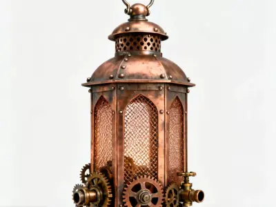 Steampunk Ramadan Lantern 3D Model Low-poly 3D model