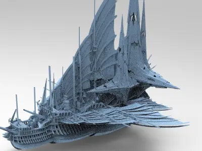Sci fi Mongol pirate Ship Large 2 3D model