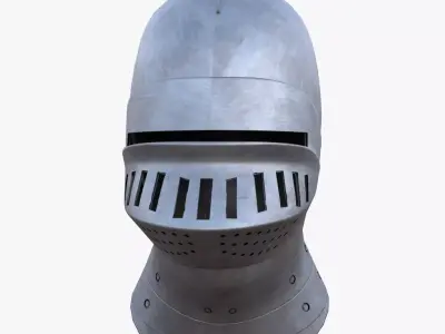 Low Poly Medieval Knight Helmet PBR 4K Armor 3D Model Low-poly 3D model