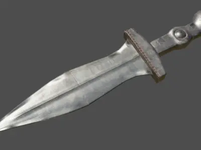 Pugio silver sword Low-poly 3D model